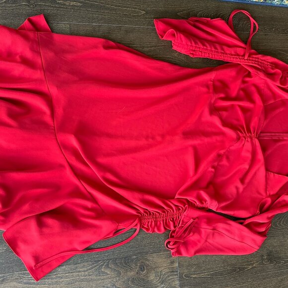 Universal Standard x Rodarte Asymmetric Midi Red Dress US Size M - Picture 3 of 6